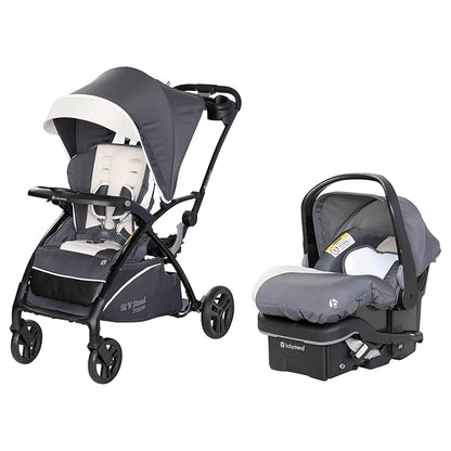 Baby Trend Sit N' Stand 5-in-1 Shopper Stroller w/Canopy & Storage Basket & EZ-Lift Plus Lightweight Infant Car Seat w/Cozy Cover & Base, Magnolia