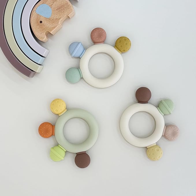 Baby Teething Toys for 0-6 Months, BPA Free Silicone Teethers 6 to 12 Months 2 Pack
