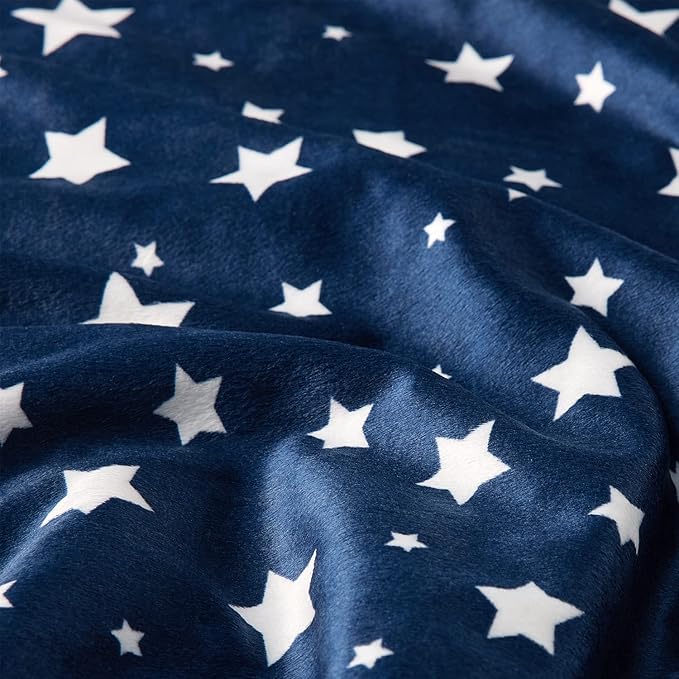 DaysU Silky Micro Soft Plush Baby Blankets Unisex with Print Star Pattern and Soothing Raised Dots, Double Layer Bed Throws for Toddler Cot 50x60 Inches