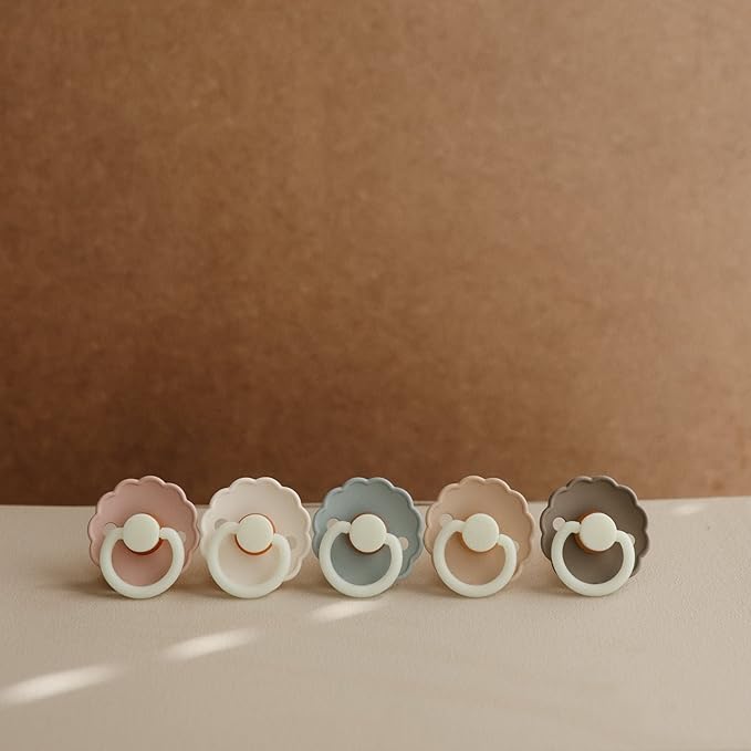 FRIGG Daisy Night Natural Rubber Baby Pacifier | Made in Denmark 6-18 Months) 2-Pack