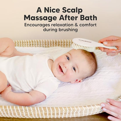 Soft Goat Bristles Brush for Infant and Toddler Scalp Grooming - Cradle Cap Brush, Perfect for Newborns