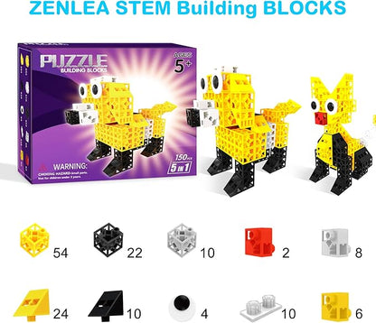 150 PCS Building Blocks for Toddlers, STEM Blocks for Toddlers 4-8, Educational Baby Blocks Sensory Toy for Preschooler to Improve Imagination, Creativity, Hands-on Ability