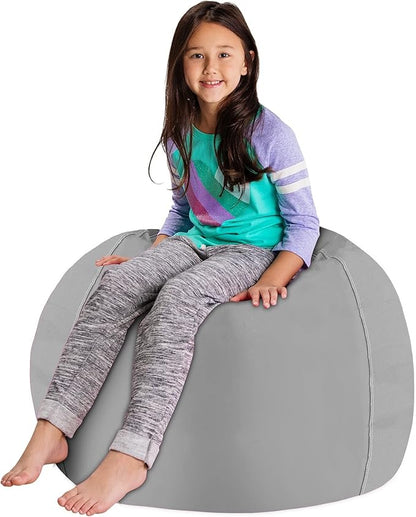 Posh Stuffable Kids Stuffed Animal Storage Bean Bag Chair Cover - Childrens Toy Organizer, X-Large 48" - Canvas Fun Creatures Coloring Fabric