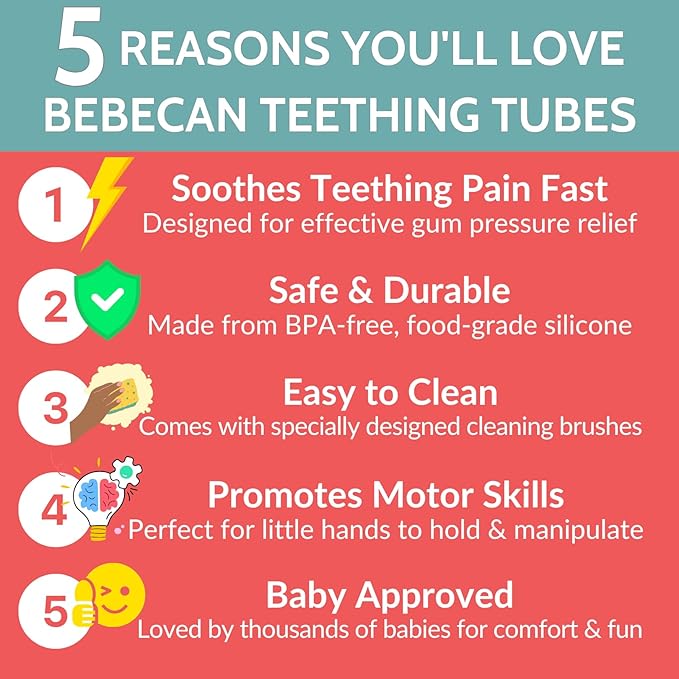 Teething Sticks for Babies 0-36 Months - Super Soft Silicone Teethers in 6 Vibrant Colors, Infant Teething Relief