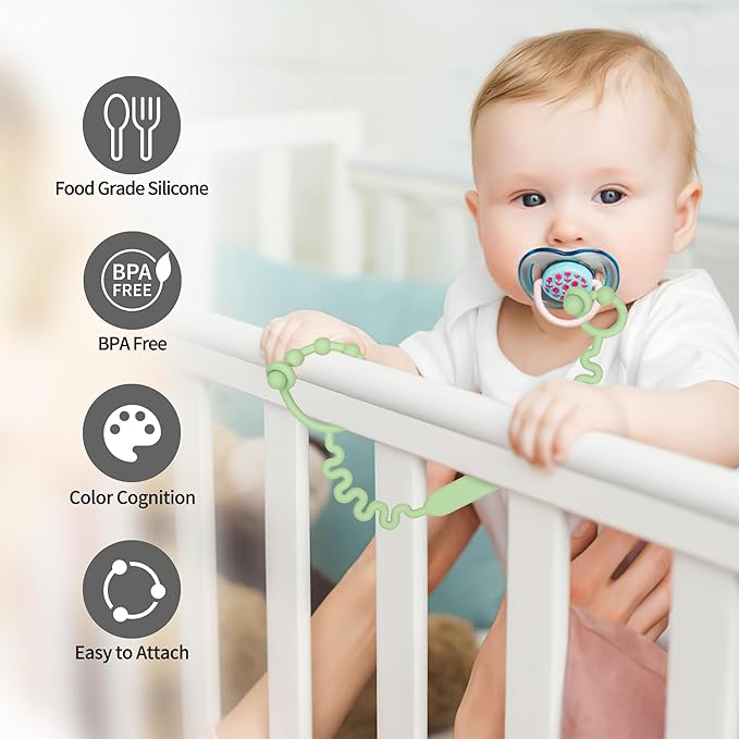 Toy Straps for Baby, Pacifier Holder Clip with Self-Adjusting Bayonet (4 pcs)