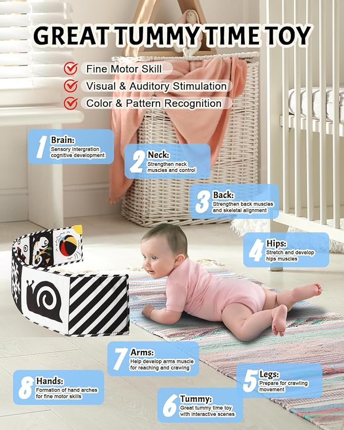 Newborn Toys, High Contrast Baby Books with Teether 0-6-12 Months