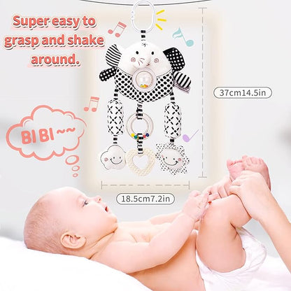 AUYYOSK Black and White High Contrast Baby Toys,Car Seat Toys for Newborn 0 3 6 12