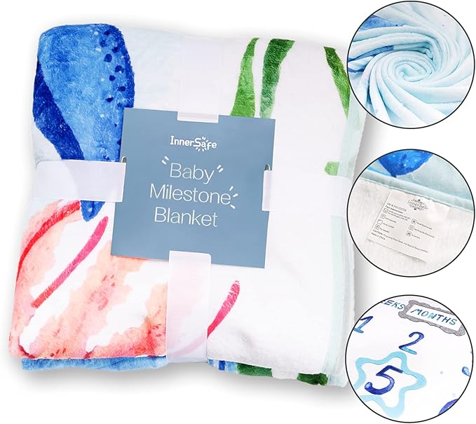 Baby Milestone Blanket| Original Design Baby Monthly Milestone Blanket Boy Girl 60'x40' Ocean