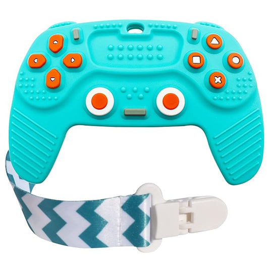 Teething Remote Control for Baby with Pacifier Clip, Funny Teethers for Baby for Baby Girl Or Boy 3-6 6-12