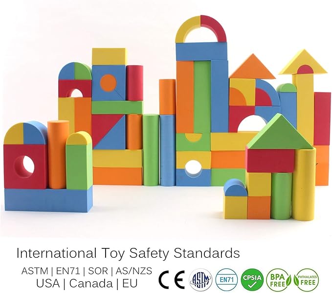113 Piece Large Foam Building Blocks with Different Shapes and