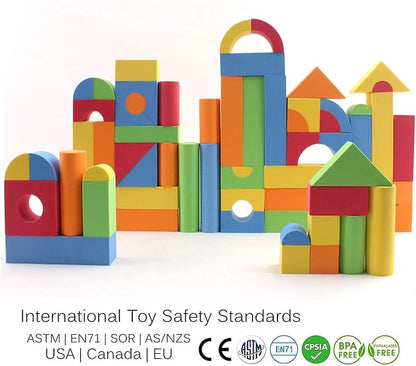 113 Piece Large Foam Building Blocks with Different Shapes and