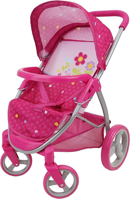 509 Crew 509: Garden Twin Doll Stroller - Kids Pretend Play, Front Swivel Wheels 3+