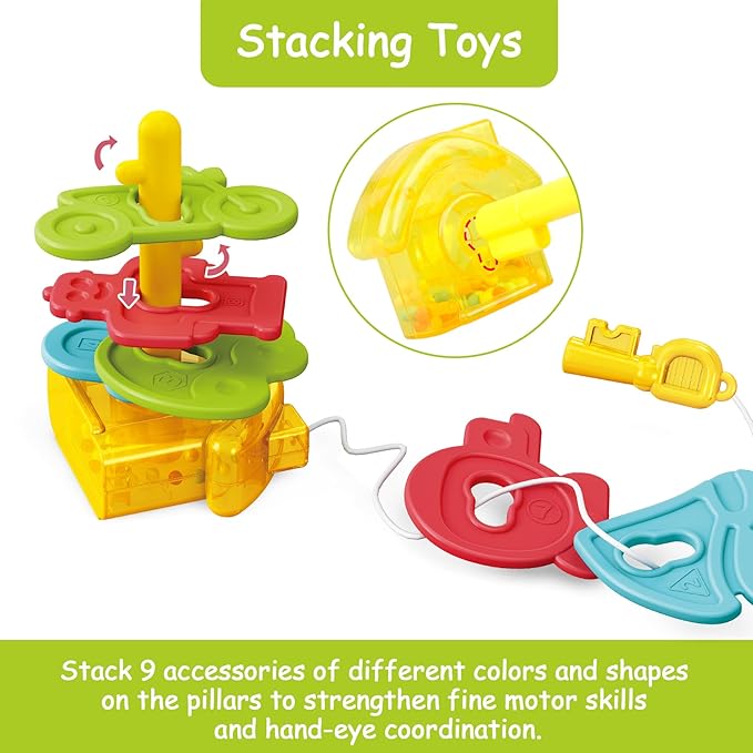 4 in 1 Montessori Sensory Learning Toy - Baby Rattle 0-6 Month 6-12 Months 1 Year 1-3 -