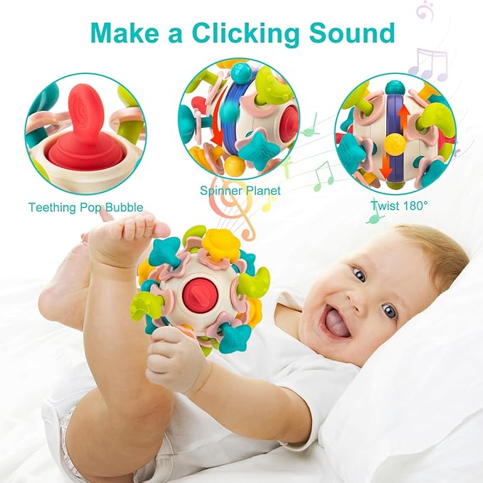 TOHIBEE Baby Montessori Sensory Toys for 0-6 6-12 Months, Food Grade Teething Toys for Babies 0 3 6 9 12 18 Months 1 2