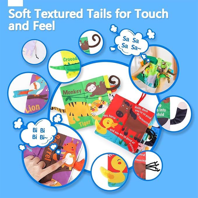 beiens Baby Books 0-6 Months, 2PCS Baby Toys 0-3-6-12-18 Months