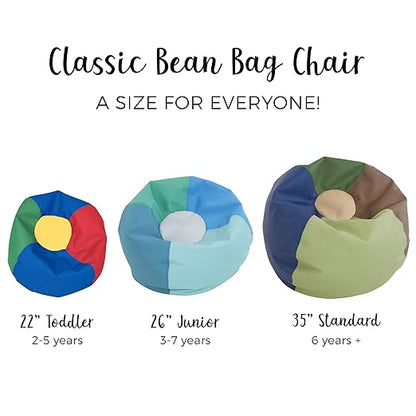 Factory Direct Partners 10478-AS SoftScape Classic 35" Junior Bean Bag Chair, Furniture for Kids, Libraries or Home - Assorted