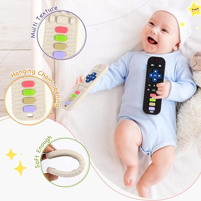 Hooku 2 Pack Silicone Teethers for Babies 0-6 Months, Teething Toys for Babies 6-12 Months 0-3 Months,