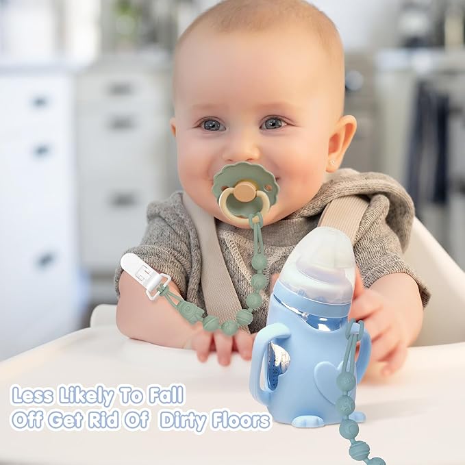 4-Pack Silicone Pacifier Clips’╝ÜOne-Piece Baby Pacifier Clip, 100% Food Grade Silicone