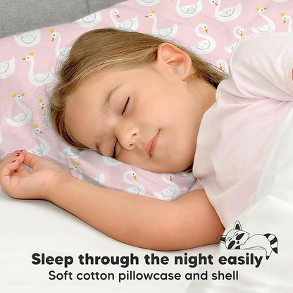 Toddler Pillow with Pillowcase - 13x18 My Little Dreamy Pillow, Organic Cotton Toddler Pillows for Sleeping, Kids Pillow, Travel Pillows, Mini Pillow, Nursery Pillow, Toddler Bed Pillow (Swan Lake)