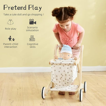 labebe Baby Push Walker Doll Stroller, Push Toy for Toddler 1 Years 15.2 * 18.7 * 19.7