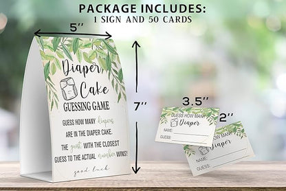 Diaper Cake Sign, Guess How Many Diapers 50 Cards(RCoated20)