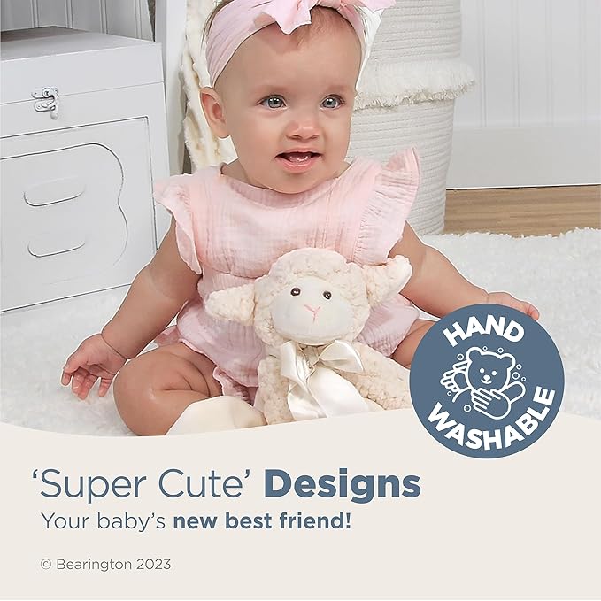 Bearington Baby Lamby Snuggler, 15 Inch White Lamb Plush Stuffed Animal Security Blanket Lovey for Babies