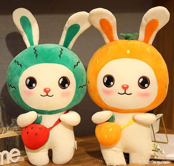 Cute Fruit Bunny Doll Strawberry Rabbit Doll Soft Cushion Pillow Plush Toy Animal Doll Creative Toy for Kids, Yellow