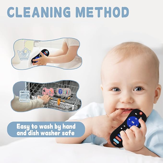 2 Pack Remote&Game Controller with Box, Silicone Teether Toys 6-12 Months 0-6 Months,