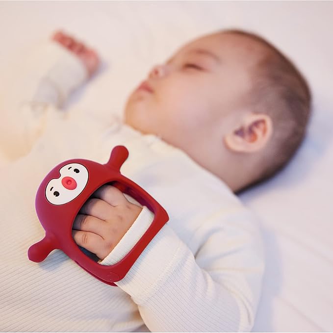 Baby Christmas Stocking Stuffers-Smily Mia Penguin Buddy and Reindeer 2 in 1 Christmas Gift/Toy Set for 0-12 Months Teething Babies, Teeting Mittens For Babies