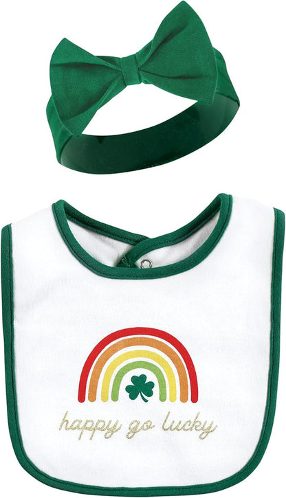 Hudson Baby Unisex BabyCotton Bib and Headband or Caps Set