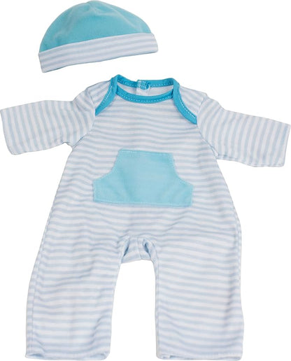JC Toys | 4 Assorted Baby Doll Rompers and Hats 2+ | 10"- 12"