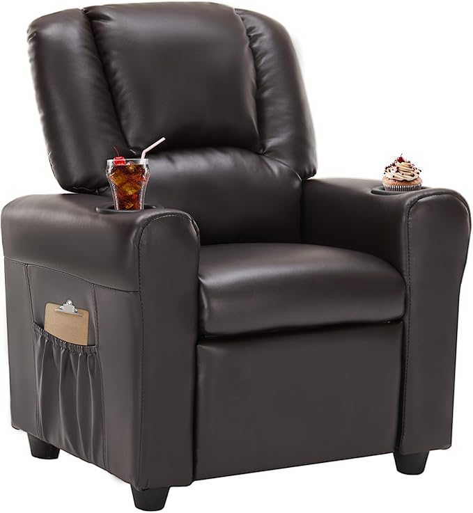 JC HOME Candy Kids Reclining Chair Leather Recliner Sofa Toddler Youth Children Child Ages 1-6