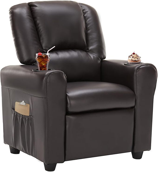 JC HOME Candy Kids Reclining Chair Leather Recliner Sofa Toddler Youth Children Child Ages 1-6