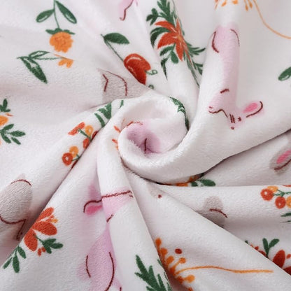 DaysU Silky Micro Soft Plush Baby Blankets for Girls with Print Rabbit Pattern and Soothing Raised Dots, Double Layer Bed Throws for Baby Crib 30x40 Inches