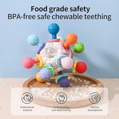 Baby Sensory Teething Toy for Babies, Montessori Teethers Toys for Babies 0-6-12 Months