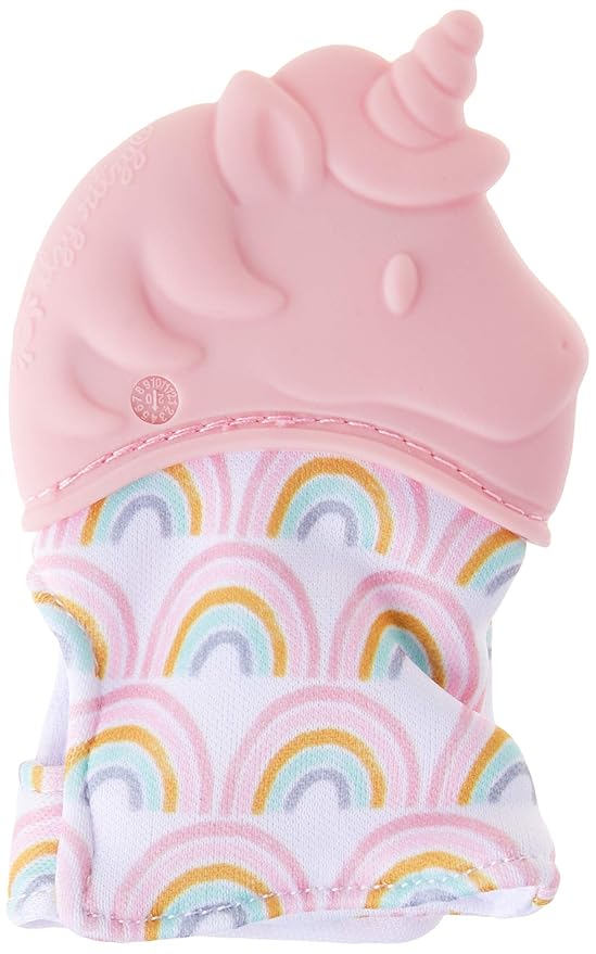 Itzy Ritzy Silicone Teething Mitt - Soothing Infant Teething Mitten w/Adjustable Strap, Crinkle Sound 3 Mos