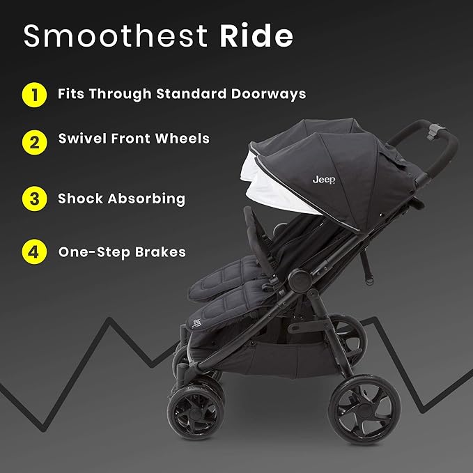 Jeep Destination Ultralight Side x Side Double Stroller, Midnight