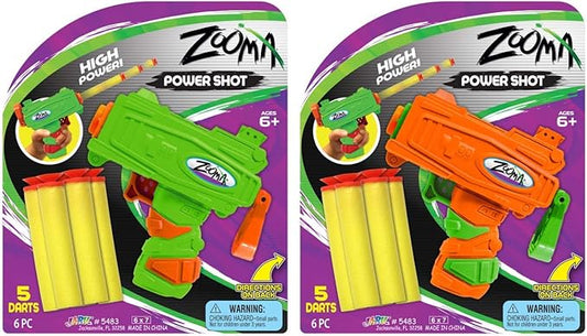 JA-RU Mini Foam Dart Gun (2 Toy Gun Pistol) w/ 5 Refill Soft Bullet Foam Darts for Kids. Fidget Gun Toy, Bulk Party Favors for Boys 5483-2s