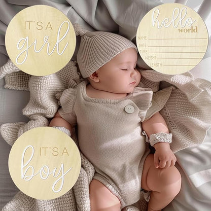 Its a Boy Its a Girl Wooden Sign & Hello World Sign, Baby Birth Announcement Sign