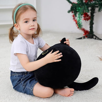 Black Cat Plush Toy 16'' Black Cat Pillow, Soft Plush Doll Black Cat Stuffed Animal 3D Black