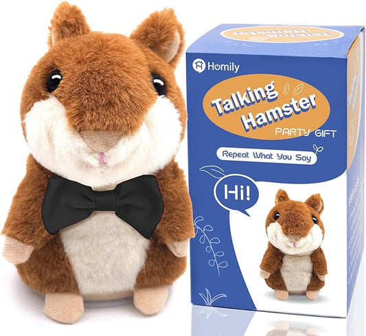 HOMILY Talking Hamster Repeats What You Say, One Year Old Boy Girl Toys Birthday Gifts 0-6-12-18 Months, 1 3 5 (Blk
