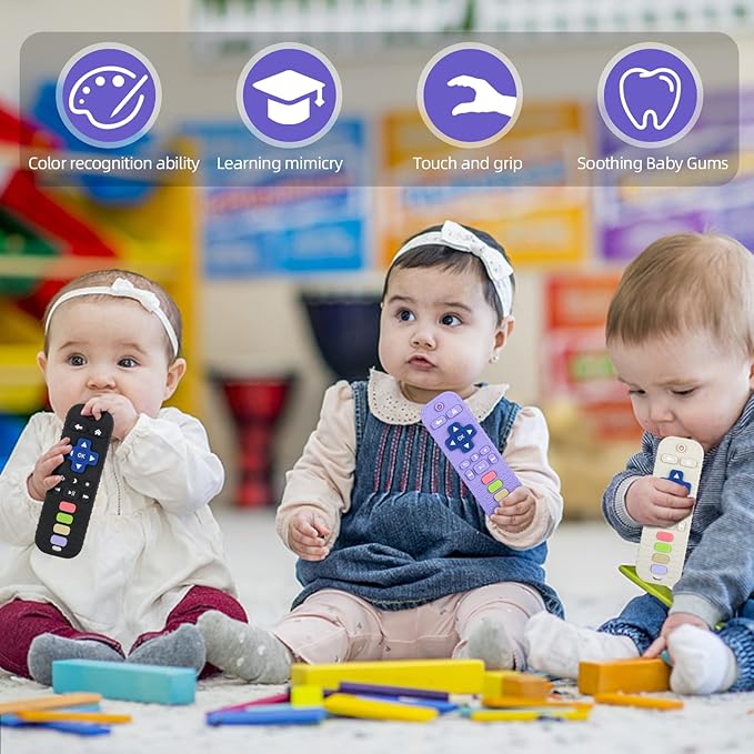 Chuya Silicone Baby Teether Toy Chew Toy for Babies 0-6 3-24 Months, (3 Pack)