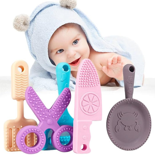 Baby Teething Toys’╝? Pack Baby Teether Toys’╝īBPA-Free’╝īTeether Chew Toy Set’╝īSoft 6-12 Months