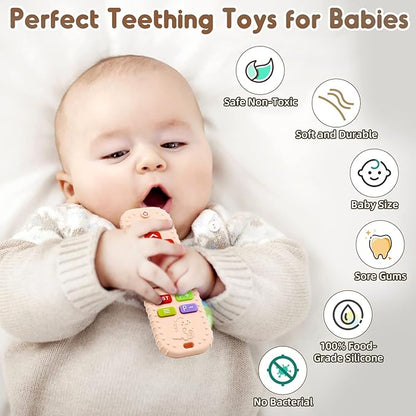 Teething Relief Teethers Toys for Babies 3-6 12 Months Gifts, Silicone Remote Control Baby Teether Toys for 3 6 9 Months Newborn Infant Boy Girl Autism