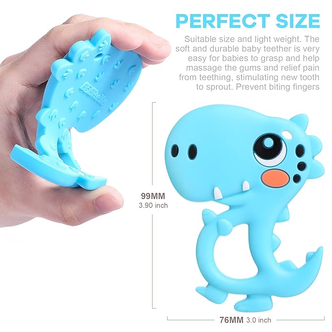 Baby Teething Toys Silicone Dinosaur Baby Teethers for Babies 0-6, 6-12 Months