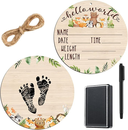 Thyle Baby Announcement Sign Wooden Baby Name Sign for Hospital