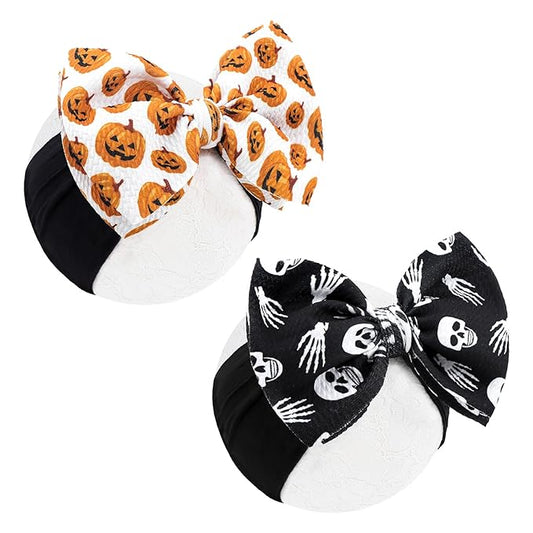 YanJie Halloween Hair Bows Baby Girls Headbands Pumpkin Accessories Black