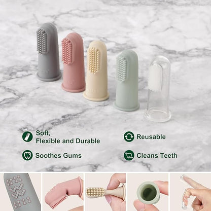 haakaa Baby Toothbrush, Soft Food Grade Silicone Baby Teether Finger Tooth Brush for Toddler, Baby First Toothbrush Infant Teething Toys Training Toothbrush, 0 Months+,2 Pack, Pea Green