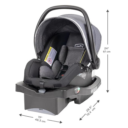 Evenflo Pivot Vizor Modular Reversible Stroller Travel System with LiteMax Infant Car Seat, Available in 6 Modes, Chasse Black
