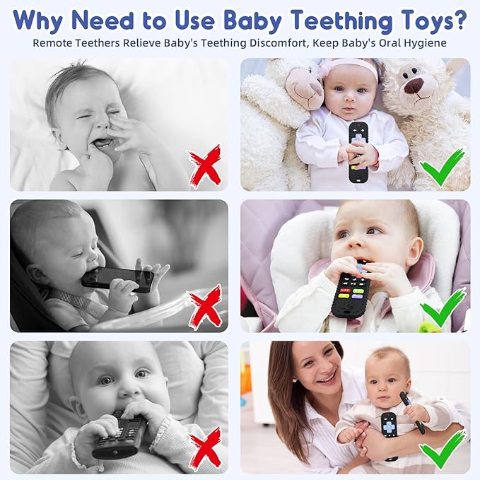 Teething Relief Teethers Toys for Babies 3-6 12 Months Gifts, Silicone Remote Control Baby Teether Bath Toys for 3 6 9 Months Newborn Infant Boy Girl Autism